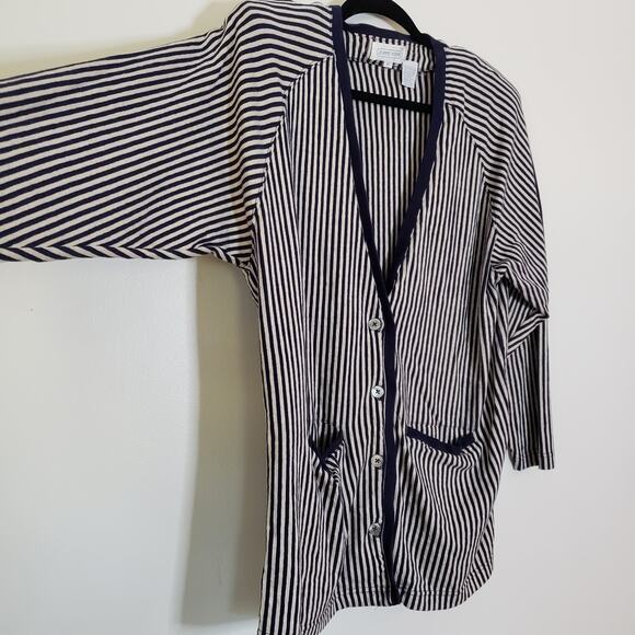 Vintage Cotton 2 Piece Mock Turtleneck Matching Cardigan Vertical Stripes Small - Picture 5 of 10